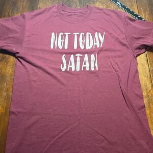 Gildan Graphic T-Shirt Unisex Large Maroon Excellent Not Today Satan‎ Sassy Tee